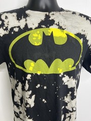 Batman Shirt Mens Small Black Yellow Tie Dye Bleach DC Comics Superhero Tee