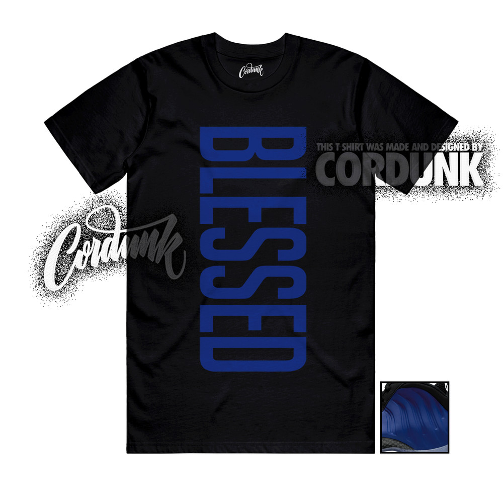 Foamposite One Deep Royal Black Ice Game T Shirt Match VERTBLS