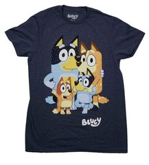 Bluey New Adult T-Shirt -Chilli Bandit Bingo Bluey Over White Logo