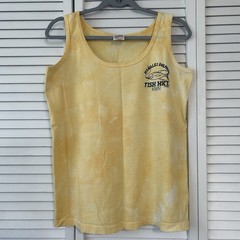 Vtg 90s Hanalei Dolphin Fish Market Kauai Tank Top M Anvil Red Bar USA Tie Dye