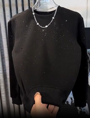 Men Fashion Luxury Trend Star Drills Rhinestone Diamond Black Streetwear T-Shirt