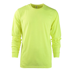 Cotton T-Shirt Crew Neck Men’s Long Sleeves Classic Ribbed Cuff and Neck Solid