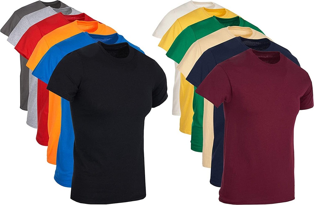 12 Pack BILLIONHATS Mens Cotton Short Sleeve T-Shirts, Crew Tees Pack X-Large