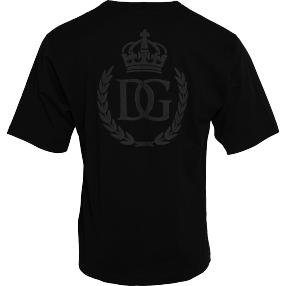 DOLCE & GABBANA T-shirt Black Logo Embossed Cotton Crew Neck IT46/US36/S 750usd