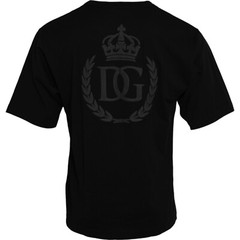 DOLCE & GABBANA T-shirt Black Logo Embossed Cotton Crew Neck IT46/US36/S 750usd