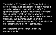 Def Con 26 Black Graphic T Shirt Disobey Size L
