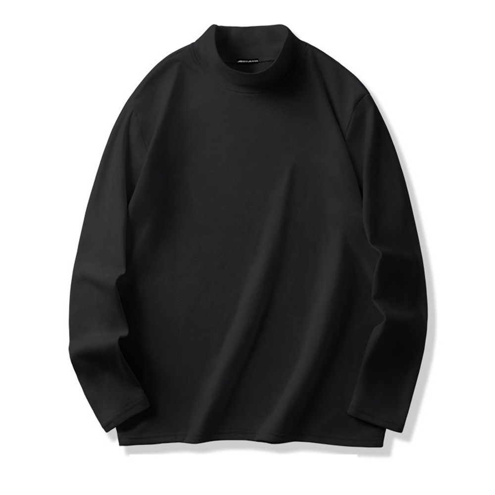 Mens Casual Half Turtleneck Long Sleeve T Shirt Loose Fit Inner Layer Top