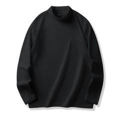 Mens Casual Half Turtleneck Long Sleeve T Shirt Loose Fit Inner Layer Top