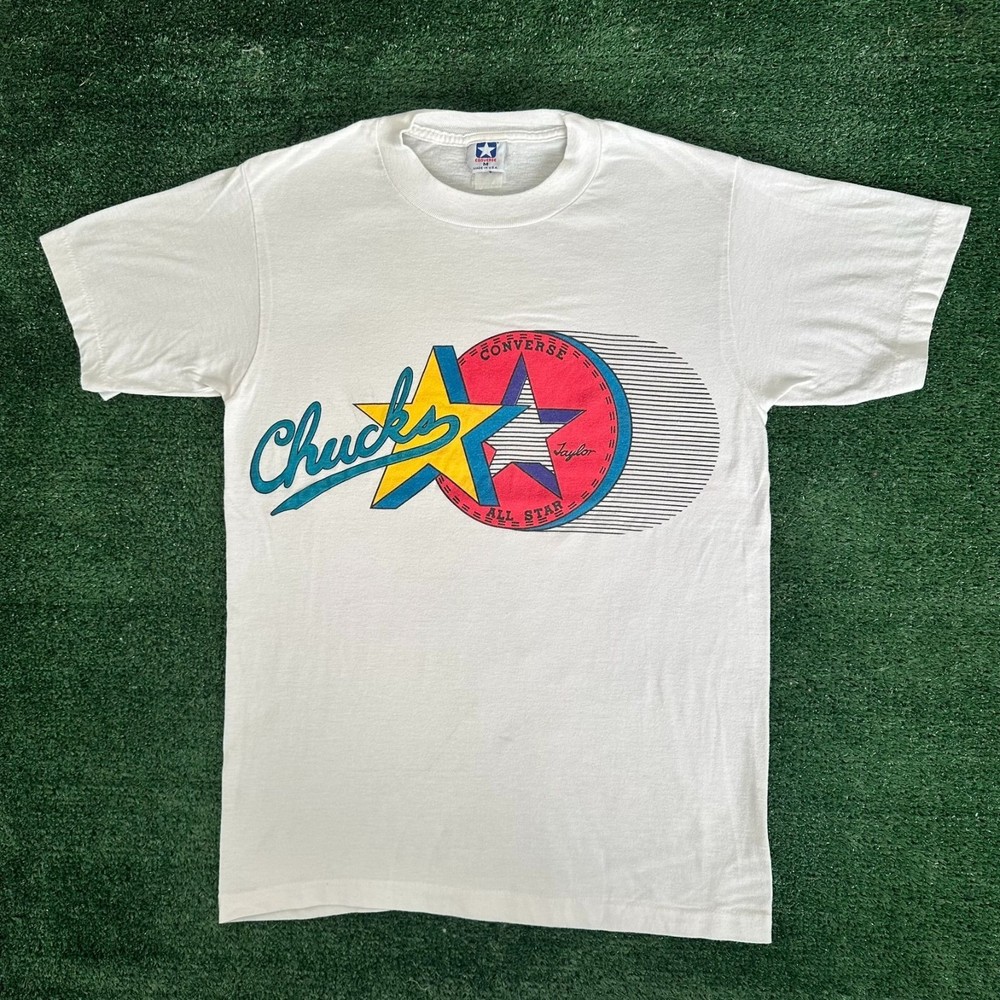 Vintage 80s Converse All Stars Chuck Taylor T-Shirt Single Stitch Logo White M