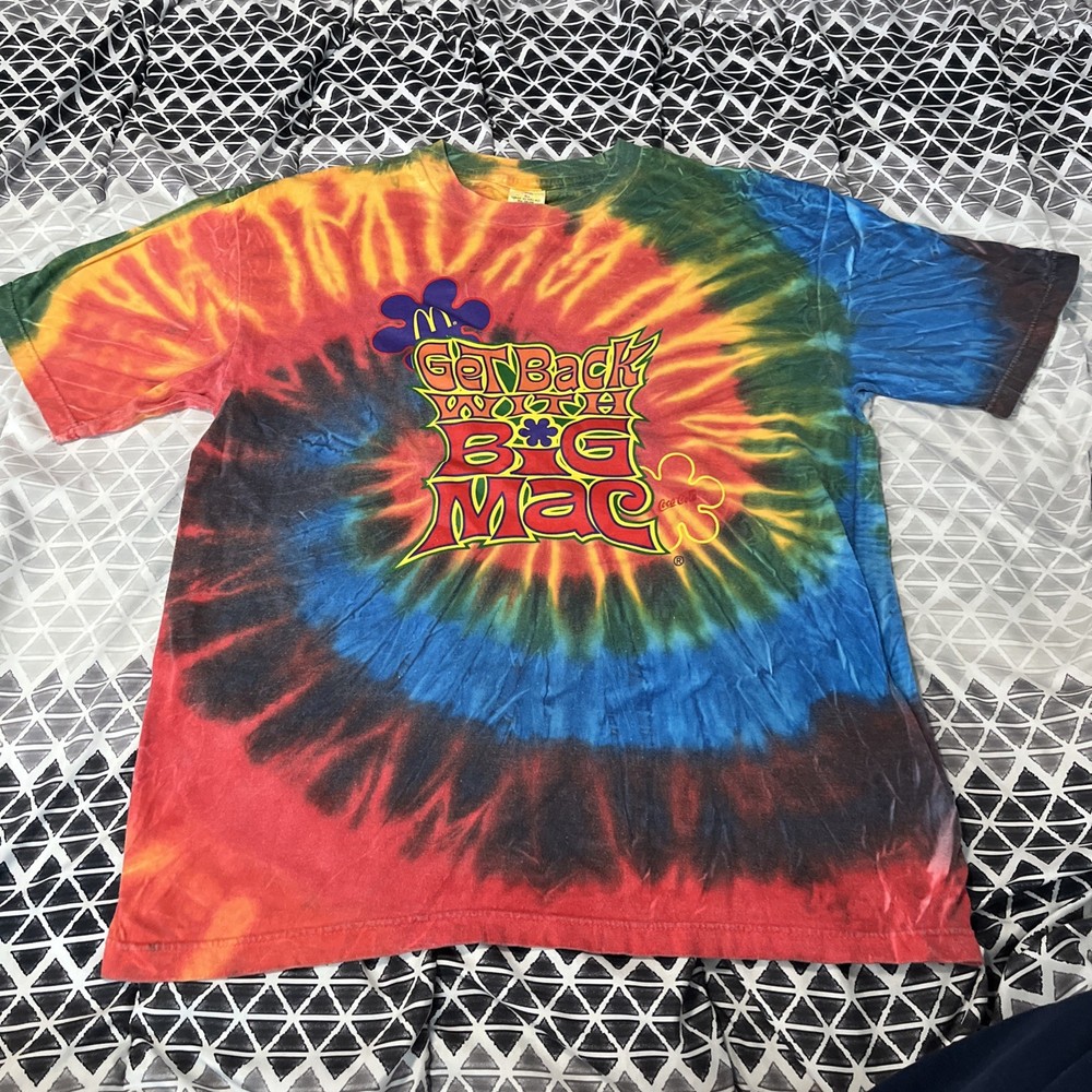 Vintage 90s McDonald’s Get Back With Big Mac Tie Dye Shirt Size Large