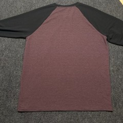 Orvis Mens Large L Raglan Baseball Shirt Long Sleeve Crew Neck Burgundy Black
