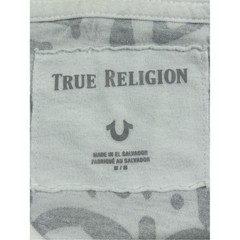 TRUE RELIGION Graffiti Print Graphic T Shirt White Black Metallic Horseshoe M