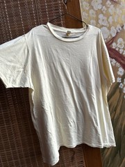 Velva Sheen Rolled Tee In Oatmilk Tube Knit Tubular Loopwheeled Made In USA XL