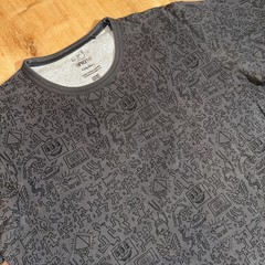 Keith Haring SprzNY All Over Print Detail Classic Gray Tee Shirt Characters Face