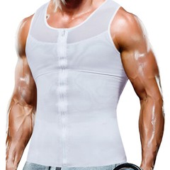 Mens Gynecomastia Moobs Belly Compression Shirt Zipper Slimming Body Shaper Vest