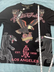 Christian Audigier Men’s Shirt Rhinestone Graphic Logo Black SZ Medium