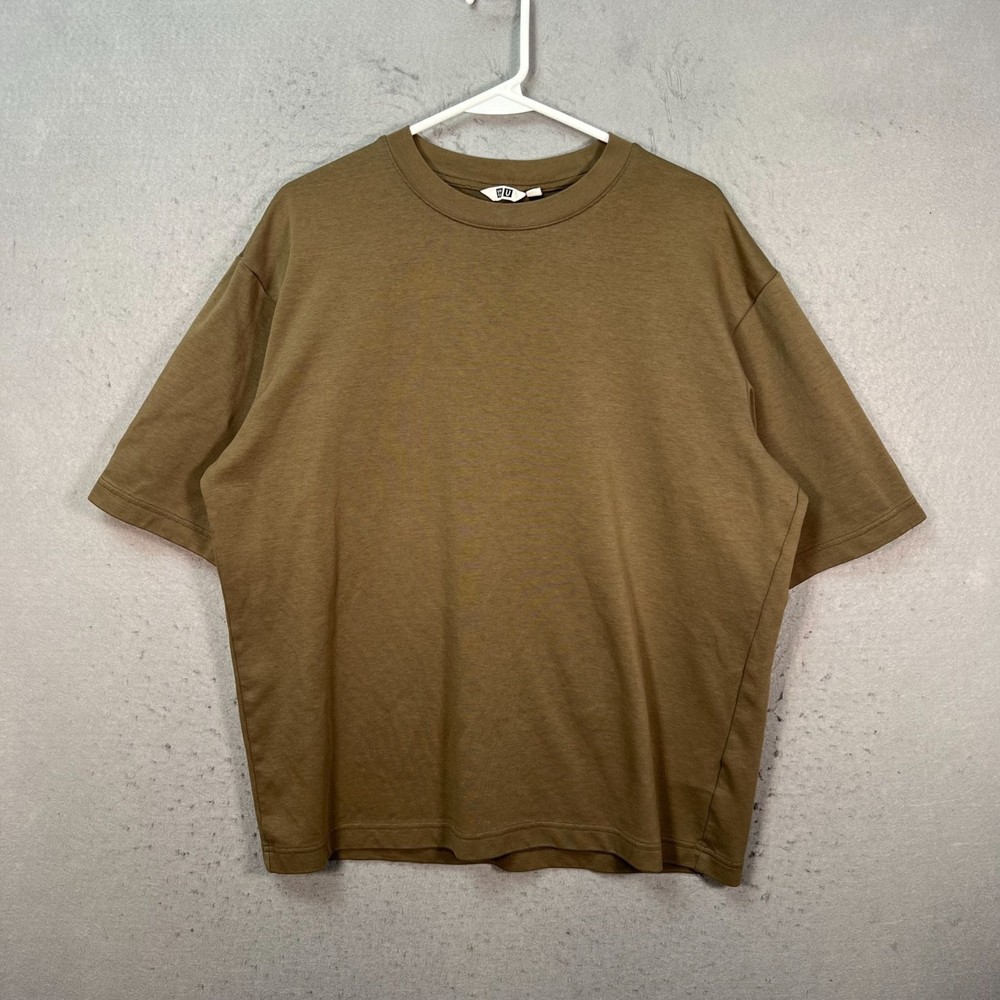Uniqlo U Airism Mens Size Large Oversized T-Shirt Brown Cotton Blend