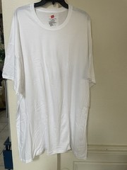 Hanes Mens TAGLESS Basic White T-Shirt 5XL