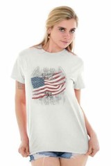 American Flag USA Patriotic United States Adult Short Sleeve Crewneck Tee