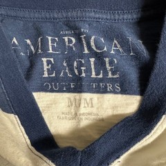 American Eagle Mens V-Neck T-Shirt Bundle 2PK Striped Athletic Fit Blue Multi M