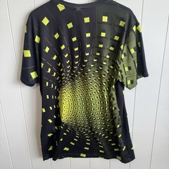 Sa-Shine Graphic T Shirt L Optical Illusion Neon Geometric Black Green