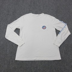 Vineyard Vines Shirt Mens Small White Long Sleeve Flag Graphic Pocket Tee USA