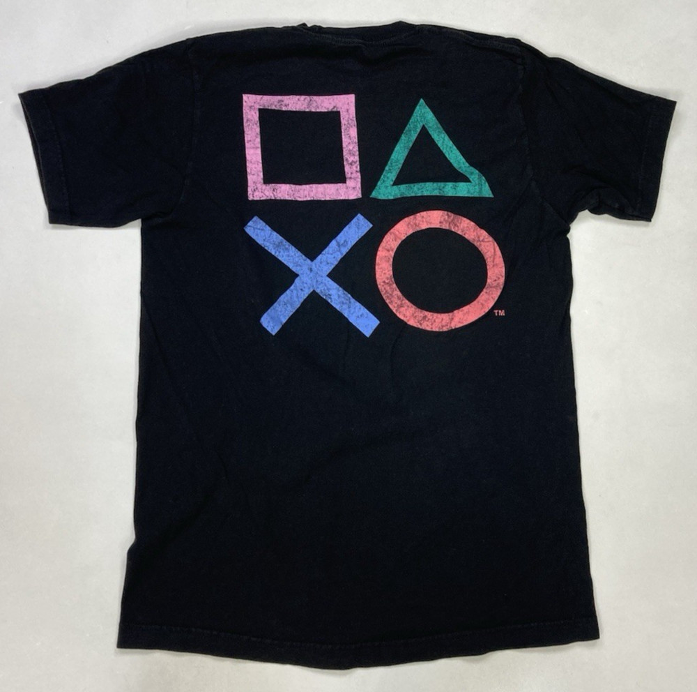 Sony Playstation Logo Graphic T-shirt Men Medium Black Short Sleeve