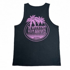 Chubbies Tank Top Mens Small S Black The Weekend Has Arrived Tropical Palm Tree