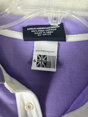 Psycho Bunny Shirt Mens 6 L Original Brand Purple Polo Orange and White Logo