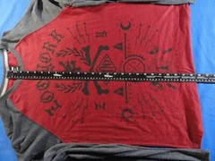 NEW DISCONTINUED ZOO YORK RED AND GRAY LONG SLEEVE GRAPHIC SHIRT MENS MEDIUM