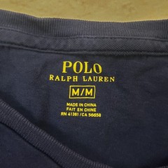 Polo Ralph Lauren Shirt Mens Medium Navy Blue Red Pony Logo V-Neck Preppy Adult
