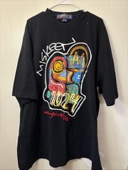 VTG Muskeen Originals 1024 Hand Painted Graffiti Tee 4XL Black Street Y2K Rare