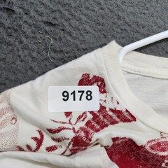 GUESS Y2K Mens Graphic Tee Cream Red Grey Lion Eagle Heraldic Short Sleeve L