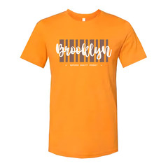 Brooklyn Graphic Tee With Vertical Stripes Unisex Urban T Shirt For Everyday Wea
