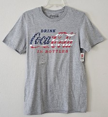 Coca Cola Patriotic American Flag Graphic Gray T-Shirt Small 4th of July NWT