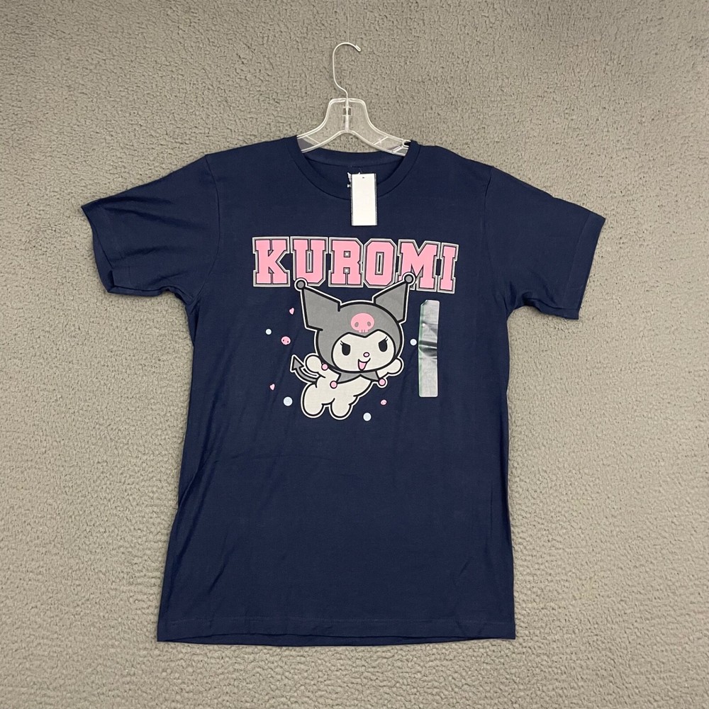 Sanrio T-Shirt Adult Medium Navy Blue Cute Cat Kuromi Graphic Cotton Casual