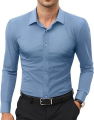 Spring Fashion Stretch Shirt Men Casual Long Sleeves Business Casual Coat