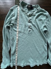 RRL Ralph Lauren Men’s Green Waffle Knit Henley Shirt Long Sleeve Size L