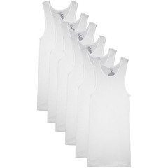 George Mens Top Size XL White A-Shirts Tank 6-Pack Cotton Tag Free Casual Basic