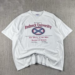 Vintage Humor Redneck University Shirt Mens XL Hanes Heavyweight White