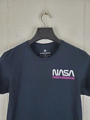 NASA Shirt Mens Small Black Graphic Crew Neck Short Sleeve Stretch Pullover