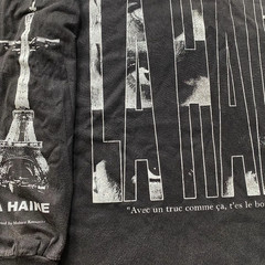 La Haine Shirt Sz XL Vintage Style Long Sleeve Black Faded Single Stitch REPRINT