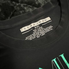 Sean John Vtg 90s Puff Daddy Rap Tee Shirt Size XXL Black Multi Color Logo
