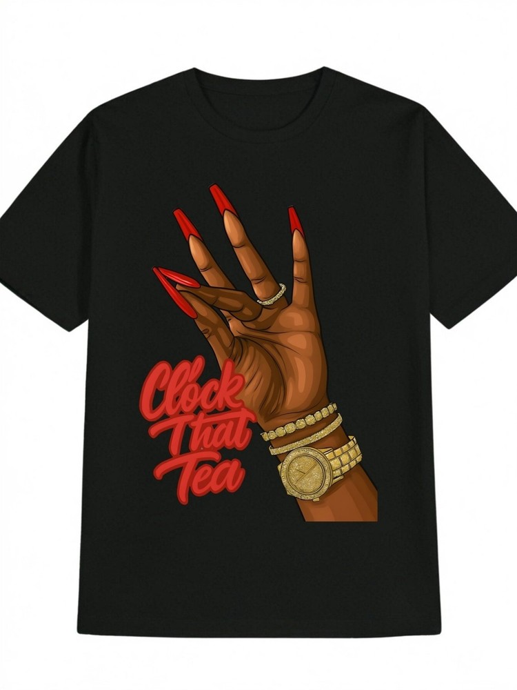 Red Nail Polish Clock Graphic Men’s T-Shirt Casual Streetwear Art Tee