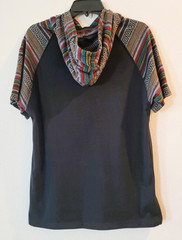 Beautiful Giant Men’s Short Sleeve Hoodie Black with Aztec Design Size Medium