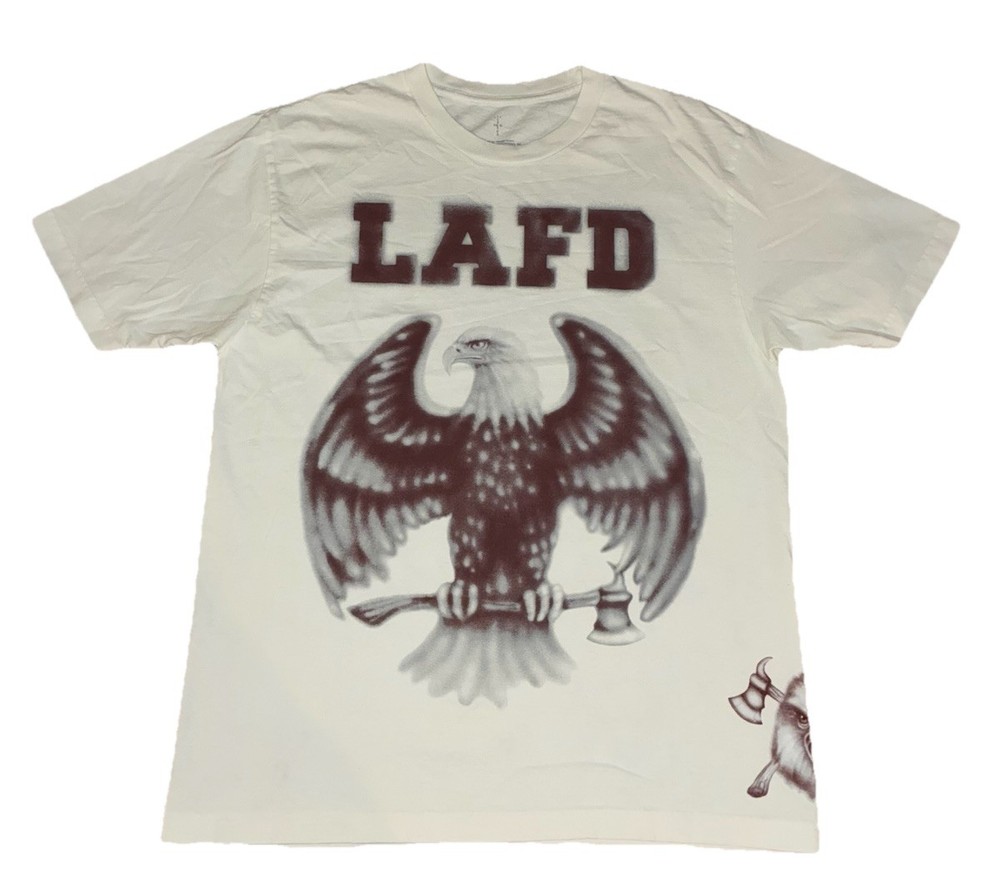 Travis Scott LAFD Tee L Cream Los Angeles Fire CA Wildfire Response NEW *spots