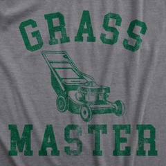 Mens Grass Master T Shirt Funny Push Lawnmower Yard Work Joke Tee for Guys
