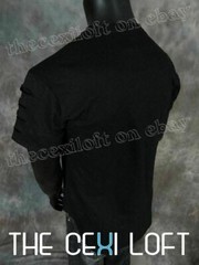 Mens KROME brand T Shirt Shredded Front Holes Black HipHop Slim Fit