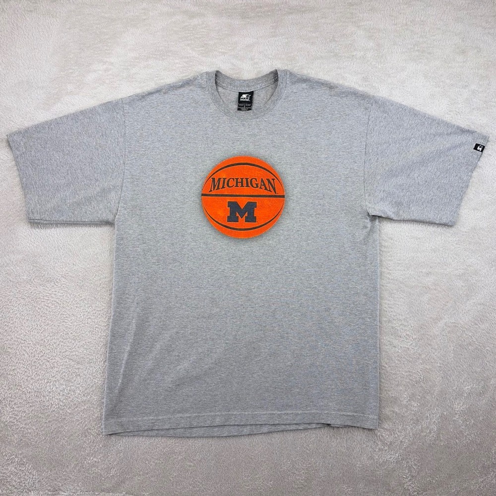 Michigan Wolverines Shirt Mens Large Gray NCAA Basketball Graphic Tee Starter