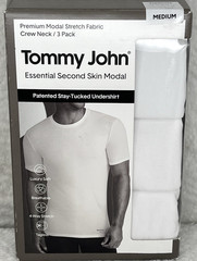 Tommy John Men’s T-Shirt SZ Medium 3-Pk White Essential Second Skin Modal Unde..